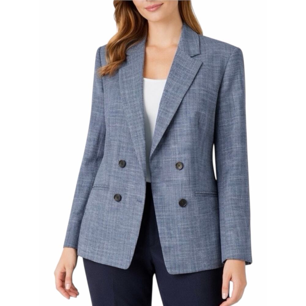 Talbots Blended Tweed Double Breated Blazer Jacket Blue Size 16